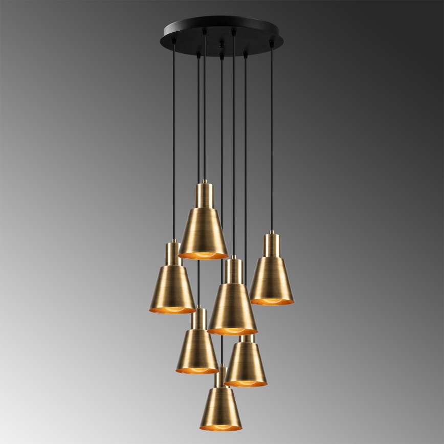 Hängeleuchte an Kabel KEM 7xE27/40W/230V goldfarben