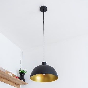 Hängeleuchte an Kabel VESPER 1xE27/15W/230V Ø 30 cm schwarz/gold