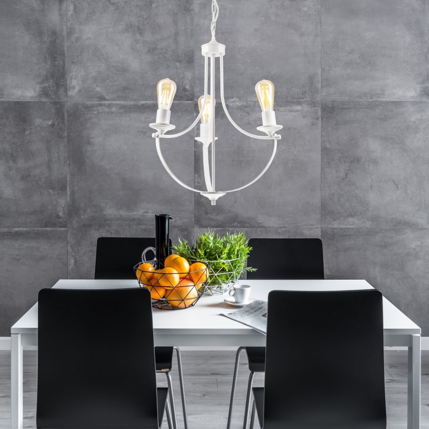 Hängeleuchte an Kette GINA 3xE27/60W/230V weiß