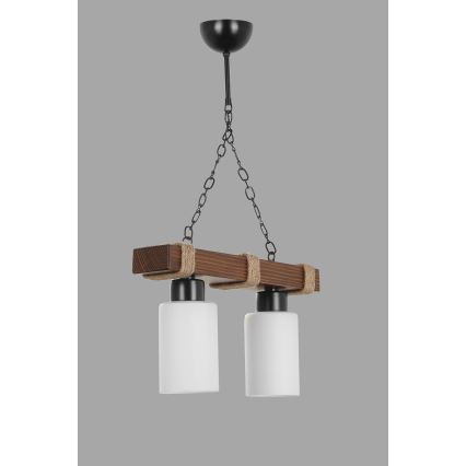 Hängeleuchte an Kette JASMIN 2xE27/40W/230V braun/weiß