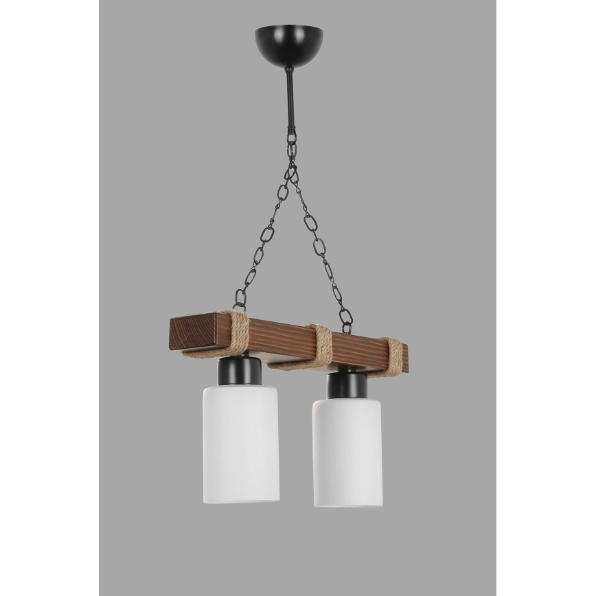 Hängeleuchte an Kette JASMIN 2xE27/40W/230V braun/weiß