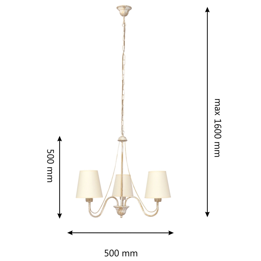 Hängeleuchte an Kette MALBO 3xE27/15W/230V beige