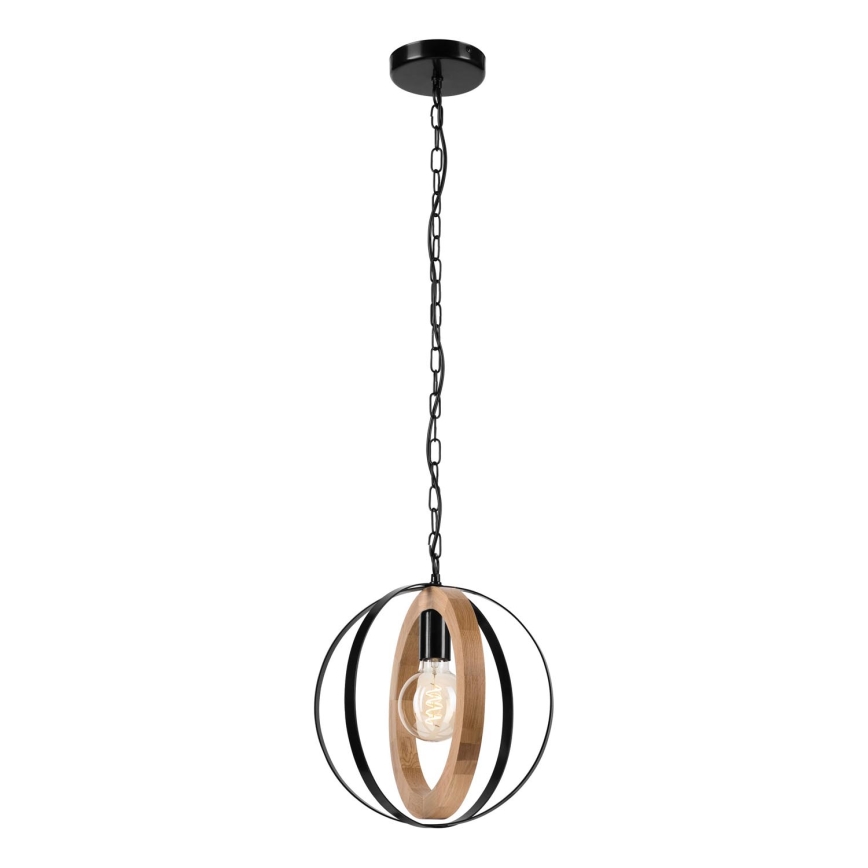 Hängeleuchte an Kette ONDA 1xE27/15W/230V schwarz/Eiche