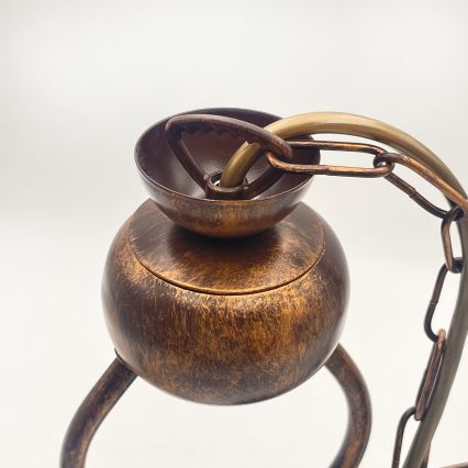 Hängeleuchte an Kette RETRO 2xE27/60W/230V kupfern/Patina