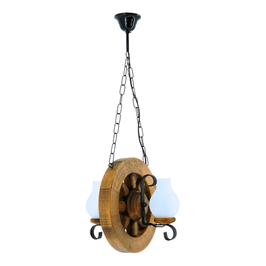 Hängeleuchte an Kette ROATA 2xE14/40W/230V Buche