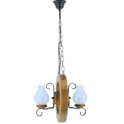 Hängeleuchte an Kette ROATA 2xE14/40W/230V Buche