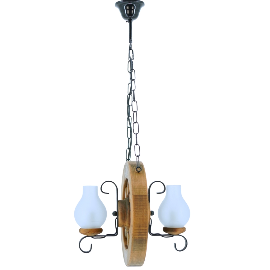Hängeleuchte an Kette ROATA 2xE14/40W/230V Buche