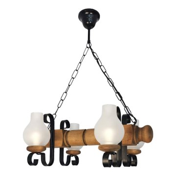 Hängeleuchte an Kette RUSTIC 4xE14/40W/230V Buche - FSC-zertifiziert