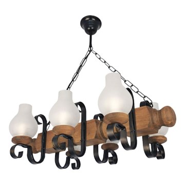 Hängeleuchte an Kette RUSTIC 6xE14/40W/230V Buche - FSC-zertifiziert