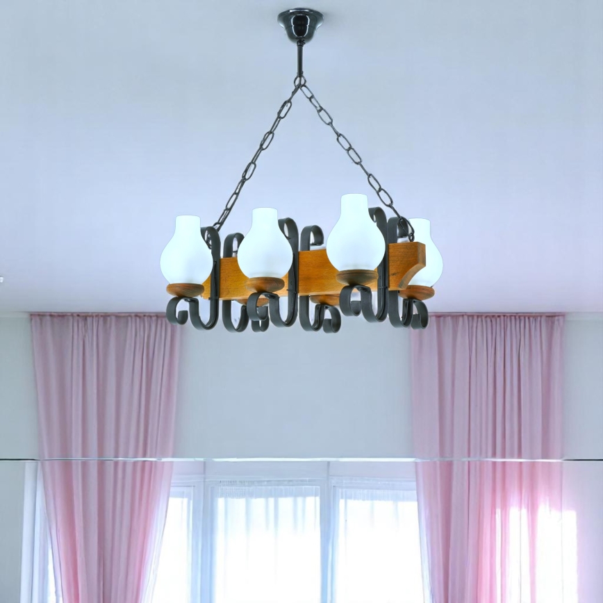 Hängeleuchte an Kette VELA 6xE14/40W/230V Buche