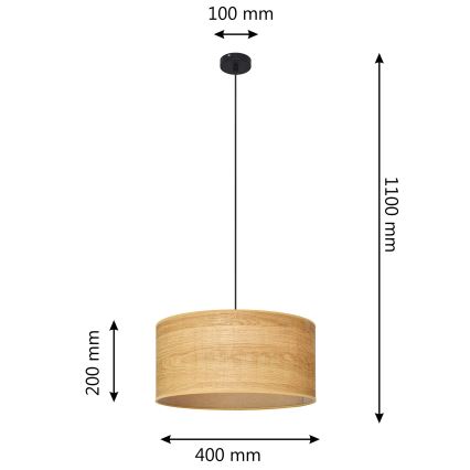 Hängeleuchte an Schnur ALBA 1xE27/15W/230V d 40 cm braun/schwarz