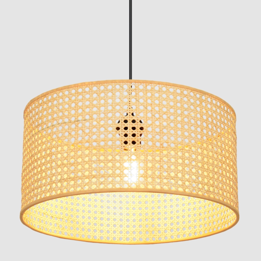 Hängeleuchte an Schnur ALBA 1xE27/15W/230V d 40 cm Rattan/schwarz