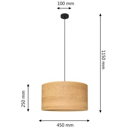 Hängeleuchte an Schnur ALBA 1xE27/15W/230V d 45 cm braun/schwarz