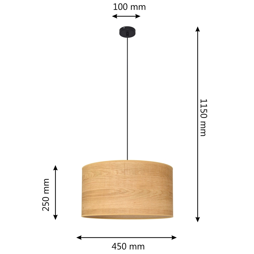 Hängeleuchte an Schnur ALBA 1xE27/15W/230V d 45 cm braun/schwarz