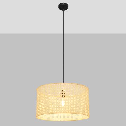 Hängeleuchte an Schnur ALBA 1xE27/15W/230V d 45 cm Rattan/schwarz