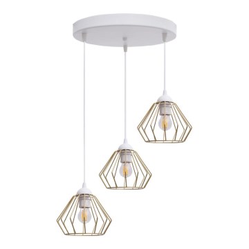 Hängeleuchte an Schnur CEED GOLD 3xE27/60W/230V d 45 cm weiß/golden