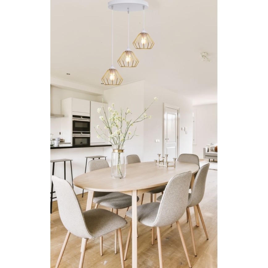 Hängeleuchte an Schnur CEED GOLD 3xE27/60W/230V d 45 cm weiß/golden