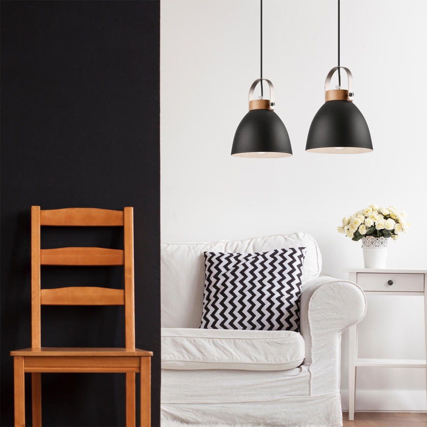 Hängeleuchte an Schnur DANIELLE 2xE27/60W/230V Buche - FSC-zertifiziert