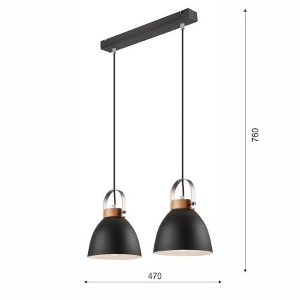 Hängeleuchte an Schnur DANIELLE 2xE27/60W/230V Buche - FSC-zertifiziert