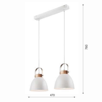 Hängeleuchte an Schnur DANIELLE 2xE27/60W/230V Buche - FSC-zertifiziert
