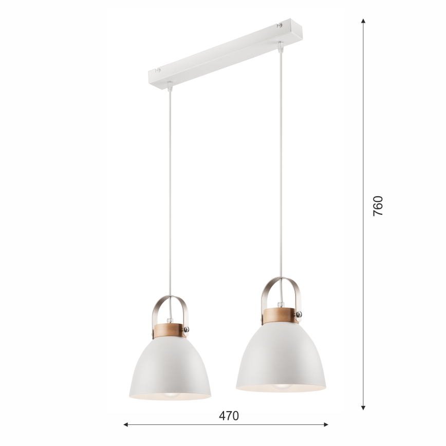 Hängeleuchte an Schnur DANIELLE 2xE27/60W/230V Buche - FSC-zertifiziert