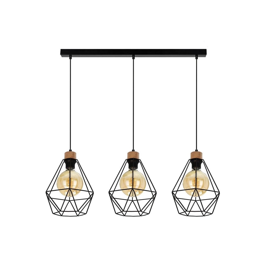 Hängeleuchte an Schnur DIAMENT 3xE27/60W/230V Eiche – FSC-zertifiziert