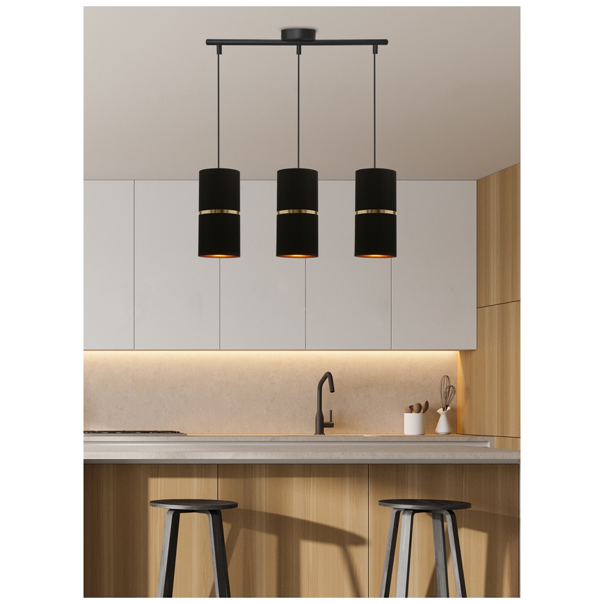 Hängeleuchte an Schnur GINA 3xE27/60W/230V schwarz