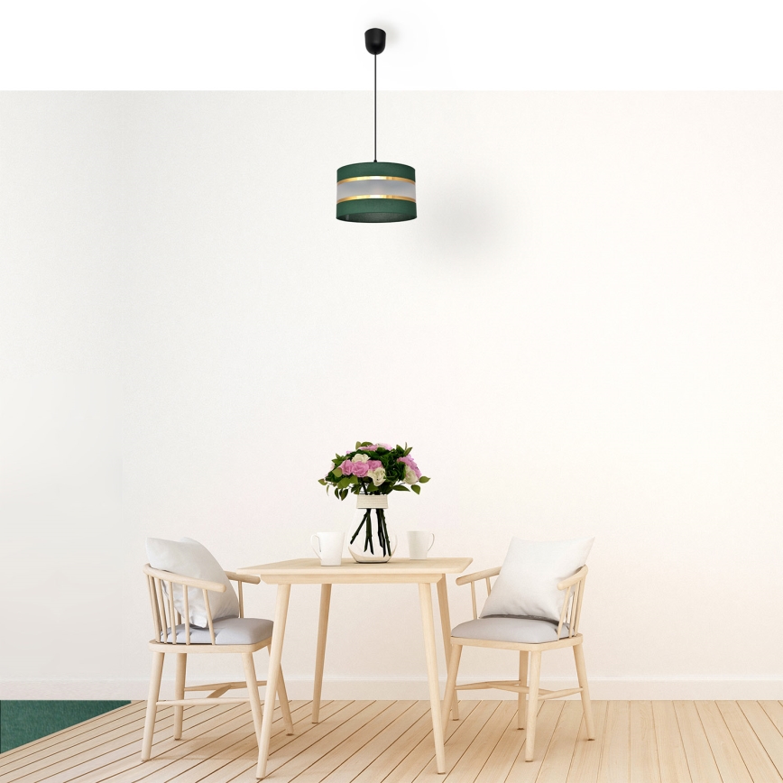 Hängeleuchte an Schnur HELEN 1xE27/15W/230V d 25 cm grün/golden