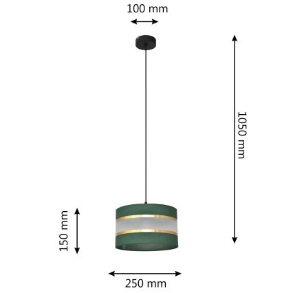 Hängeleuchte an Schnur HELEN 1xE27/15W/230V d 25 cm grün/golden
