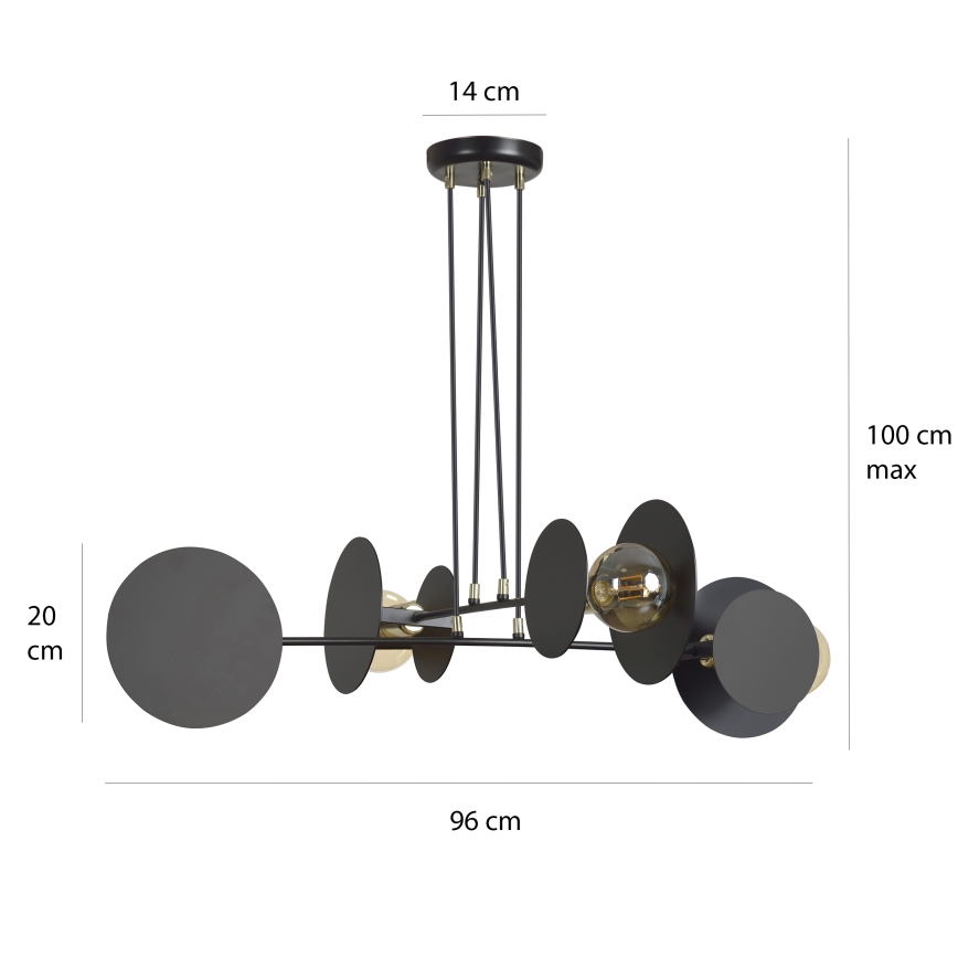 Hängeleuchte an Schnur IDEA 4xE27/15W/230V schwarz