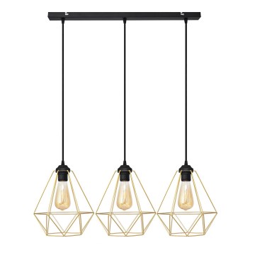 Hängeleuchte an Schnur KARO 3xE27/15W/230V golden/schwarz