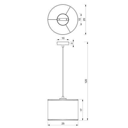 Hängeleuchte an Schnur LOFT SHADE 1xE27/60W/230V Durchmesser 25 cm schwarz