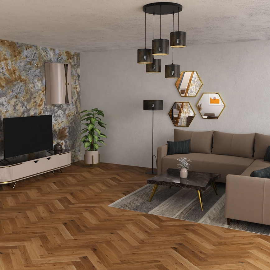 Hängeleuchte an Schnur LOFT SHADE 5xE27/60W/230V schwarz/golden