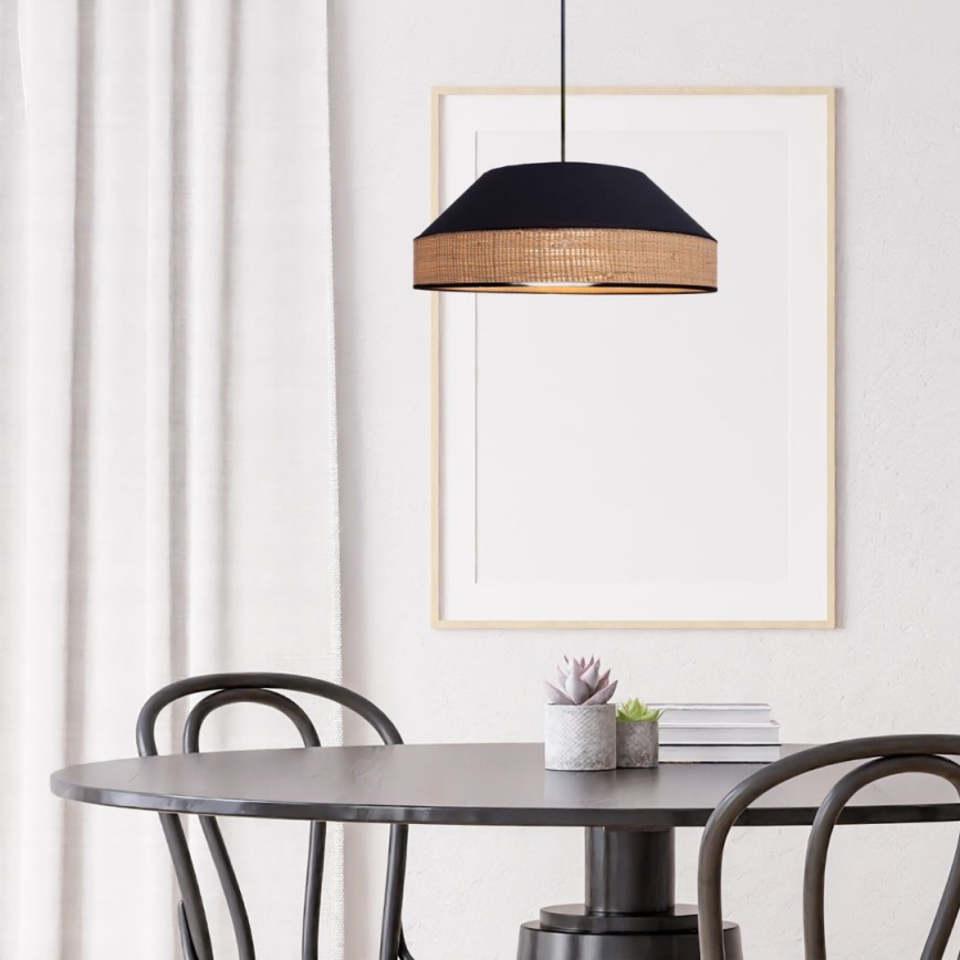 Hängeleuchte an Schnur MANISO 1xE27/60W/230V d 45 cm schwarz/beige