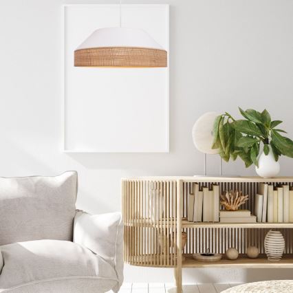 Hängeleuchte an Schnur MANISO 1xE27/60W/230V d 45 cm weiß/beige