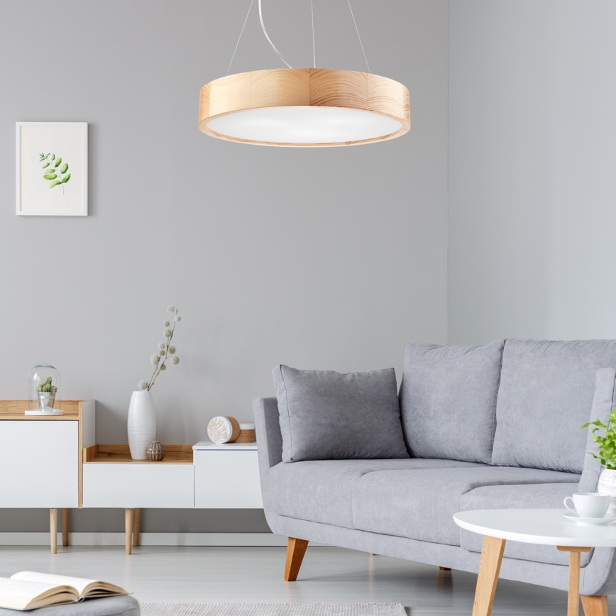 Hängeleuchte an Schnur NATURAL 3xE27/60W/230V ø 47 cm Kiefer - FSC-zertifiziert