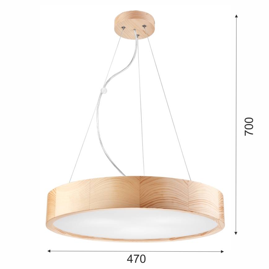 Hängeleuchte an Schnur NATURAL 3xE27/60W/230V ø 47 cm Kiefer - FSC-zertifiziert