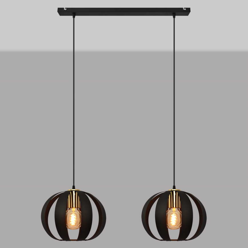 Hängeleuchte an Schnur NEWTON 2xE27/15W/230V schwarz/golden