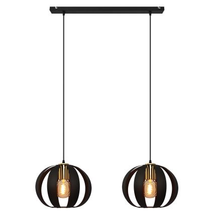 Hängeleuchte an Schnur NEWTON 2xE27/15W/230V schwarz/golden