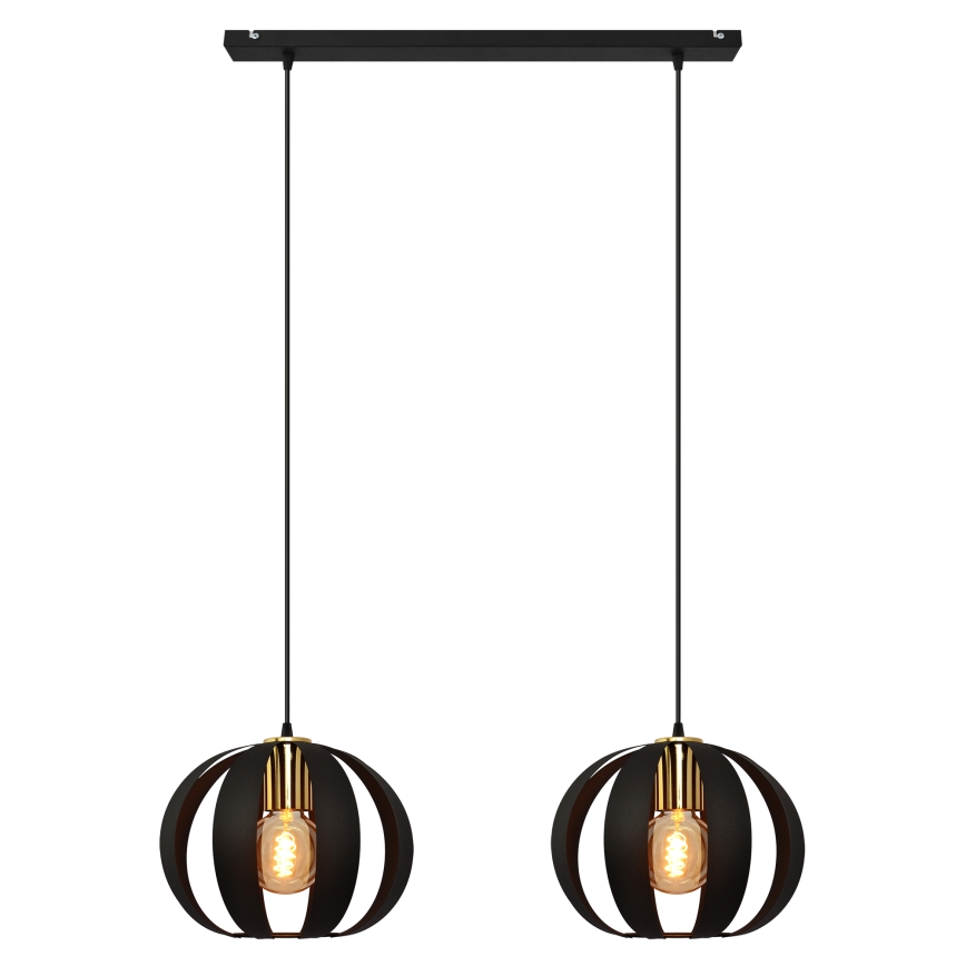 Hängeleuchte an Schnur NEWTON 2xE27/15W/230V schwarz/golden