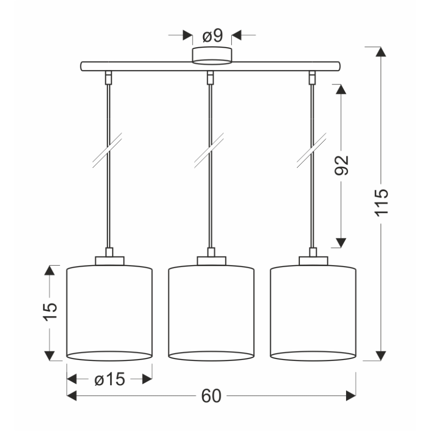 Hängeleuchte an Schnur PATTI 3xE27/60W/230V grün