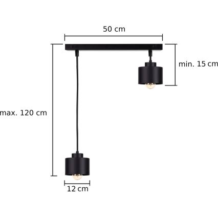 Hängeleuchte an Schnur SIMPLY BLACK 2xE27/60W/230V