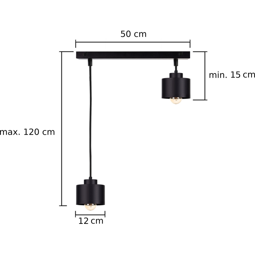 Hängeleuchte an Schnur SIMPLY BLACK 2xE27/60W/230V