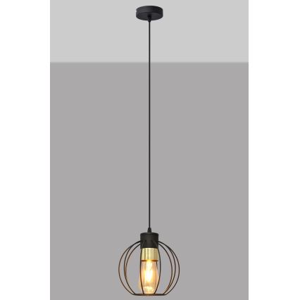 Hängeleuchte an Schnur STARLIGHT 1xE27/15W/230V schwarz/golden