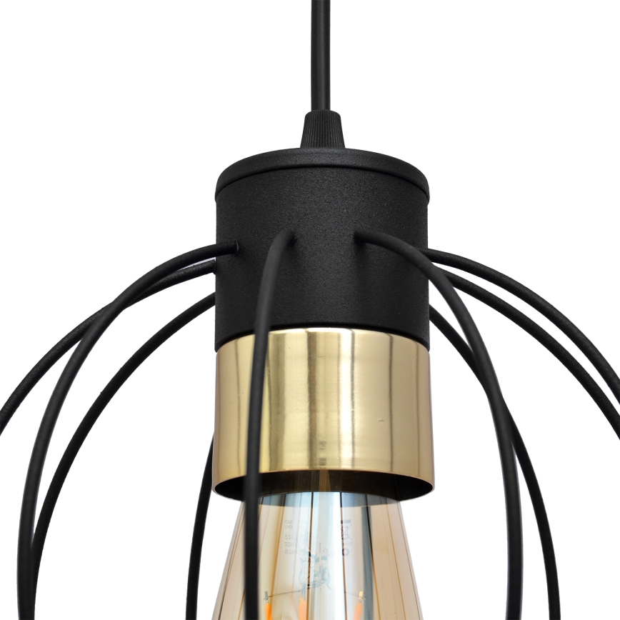 Hängeleuchte an Schnur STARLIGHT 1xE27/15W/230V schwarz/golden