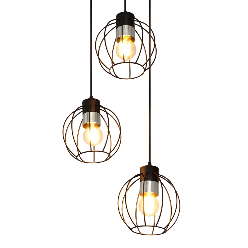Hängeleuchte an Schnur STARLIGHT 3xE27/15W/230V schwarz/silbern