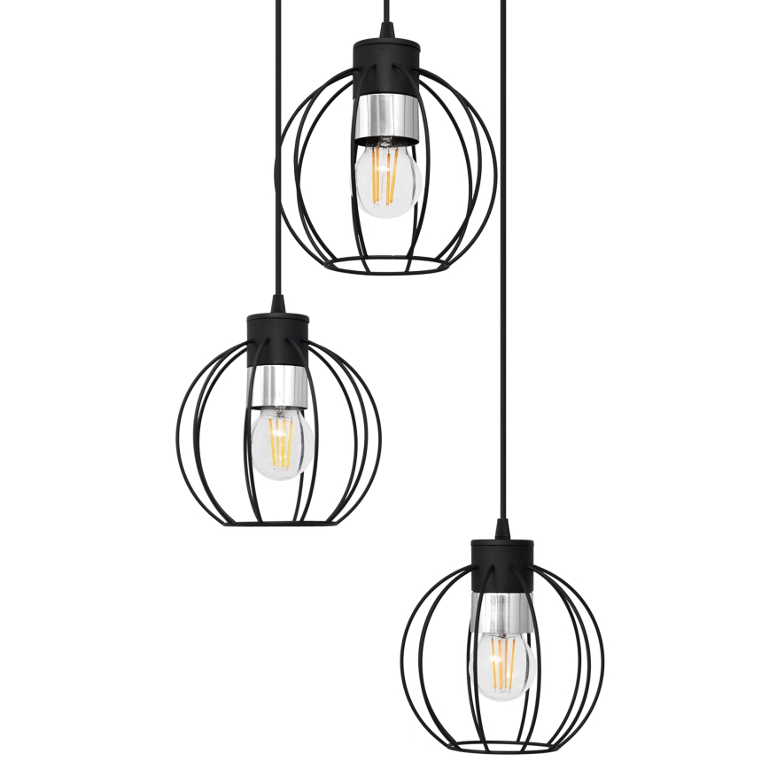 Hängeleuchte an Schnur STARLIGHT 3xE27/15W/230V schwarz/silbern