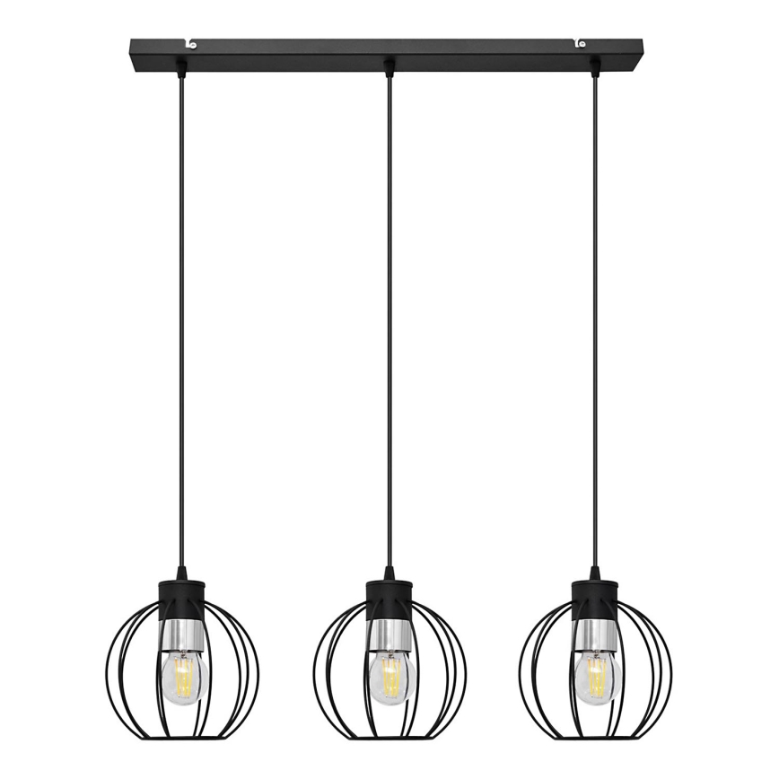 Hängeleuchte an Schnur STARLIGHT 3xE27/15W/230V schwarz/silbern
