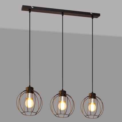 Hängeleuchte an Schnur STARLIGHT 3xE27/15W/230V schwarz/silbern