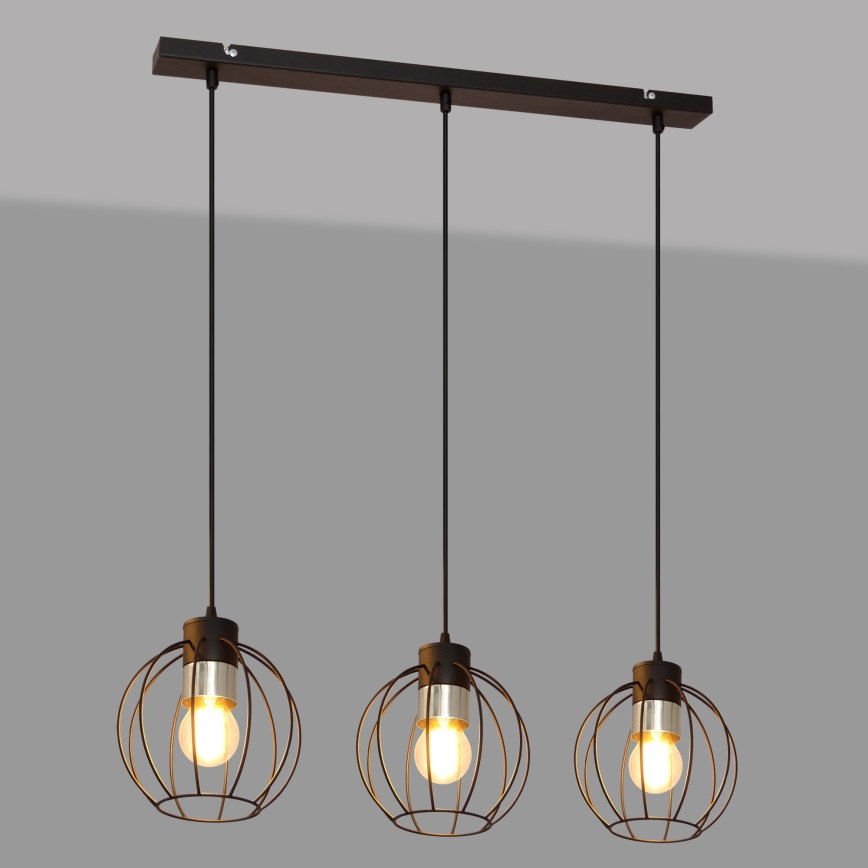 Hängeleuchte an Schnur STARLIGHT 3xE27/15W/230V schwarz/silbern